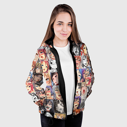 Женская куртка Anime hentai ahegao manga / 3D-Черный – фото 3