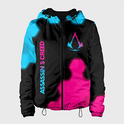 Женская куртка Assassins Creed - neon gradient: надпись, символ