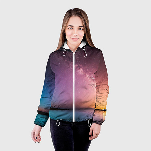 Женская куртка Магический космос / 3D-Белый – фото 4