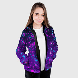 Куртка с капюшоном женская Брызги чернил с неоновым свечением, цвет: 3D-черный — фото 2