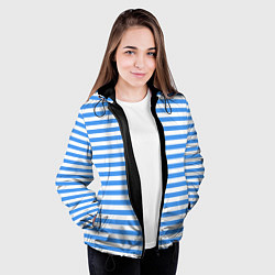 Куртка с капюшоном женская Тельняшка васильковая ВДВ, цвет: 3D-черный — фото 2