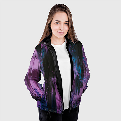 Женская куртка Фиолетовые абстрактные тени / 3D-Черный – фото 3
