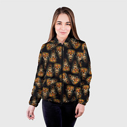 Куртка с капюшоном женская Паттерн жираф с цветами: арт нейросети, цвет: 3D-черный — фото 2