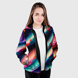 Куртка с капюшоном женская Абстрактный след, цвет: 3D-черный — фото 2