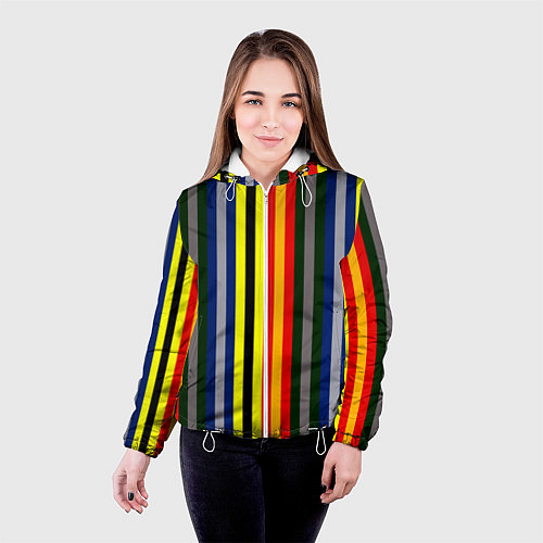 Женская куртка Полосы школа чародейства и волшебства / 3D-Белый – фото 4