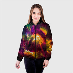 Куртка с капюшоном женская Небула в космосе разноцветная - нейронная сеть, цвет: 3D-черный — фото 2