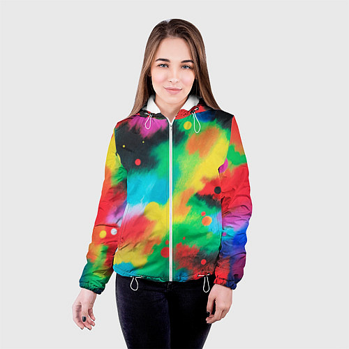 Женская куртка Абстракция Карандашом / 3D-Белый – фото 4
