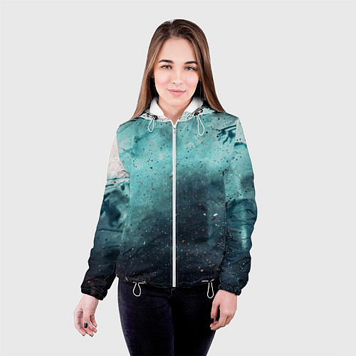 Женская куртка Светло-синий тени и краски / 3D-Белый – фото 4