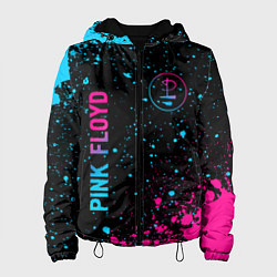 Куртка с капюшоном женская Pink Floyd - neon gradient: надпись, символ, цвет: 3D-черный