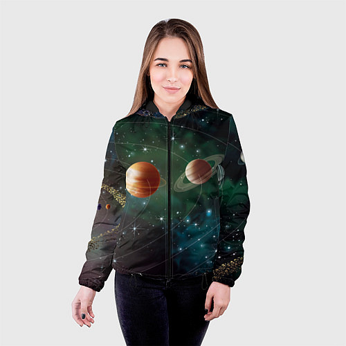 Женская куртка Планетная система / 3D-Черный – фото 4