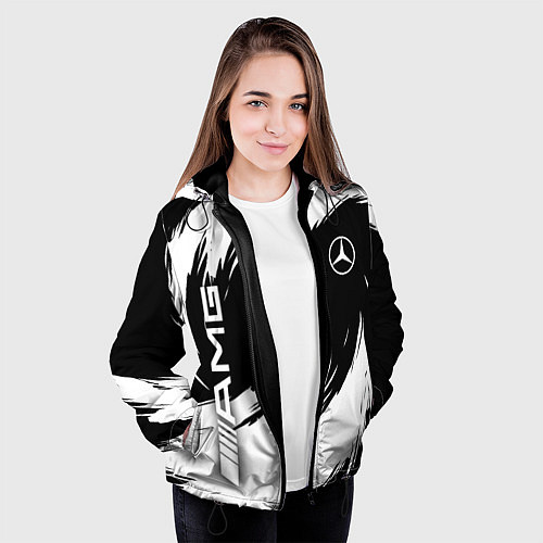 Женская куртка Mercedes benz - white color / 3D-Черный – фото 3