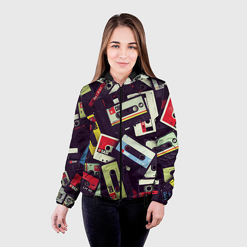 Женская куртка Кассета 90-е / 3D-Черный – фото 4
