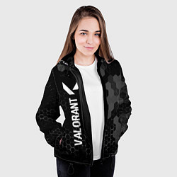 Куртка с капюшоном женская Valorant glitch на темном фоне: по-вертикали, цвет: 3D-черный — фото 2