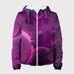 Куртка с капюшоном женская Фиолетовые шары, цвет: 3D-белый