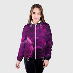 Куртка с капюшоном женская Фиолетовые шары, цвет: 3D-белый — фото 2
