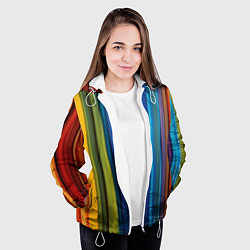 Куртка с капюшоном женская Разноцветные вертикальные полосы, цвет: 3D-белый — фото 2