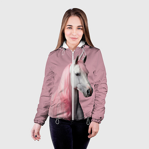 Женская куртка Единорог розовая грива / 3D-Белый – фото 4