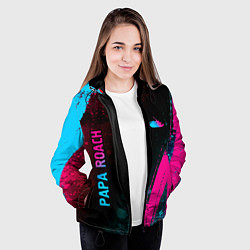 Куртка с капюшоном женская Papa Roach - neon gradient: надпись, символ, цвет: 3D-черный — фото 2