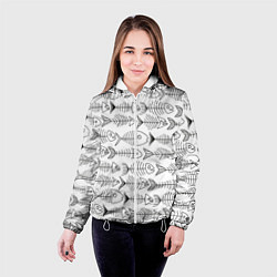 Куртка с капюшоном женская Рыбные скелетики, цвет: 3D-белый — фото 2