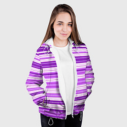 Куртка с капюшоном женская Фиолетовые полосы, цвет: 3D-белый — фото 2