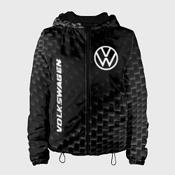 Куртка с капюшоном женская Volkswagen карбоновый фон, цвет: 3D-черный