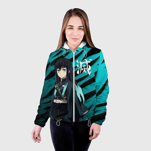 Женская куртка Хаширо Токито - клинок рассекающий демонов / 3D-Белый – фото 4