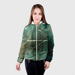 Куртка с капюшоном женская Серо-зелёный стиль, цвет: 3D-белый — фото 2