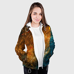 Куртка с капюшоном женская Оранжевые и синие краски, цвет: 3D-белый — фото 2