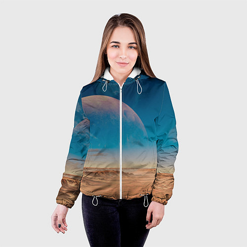 Женская куртка Пустыня и очертания планеты / 3D-Белый – фото 4