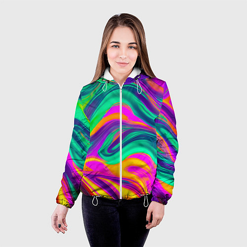 Женская куртка Градиентные цветные волны / 3D-Белый – фото 4