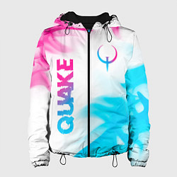 Куртка с капюшоном женская Quake neon gradient style: надпись, символ, цвет: 3D-черный