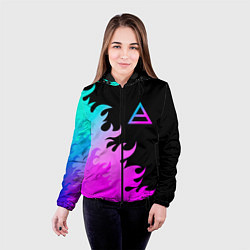 Куртка с капюшоном женская Thirty Seconds to Mars неоновый огонь, цвет: 3D-черный — фото 2