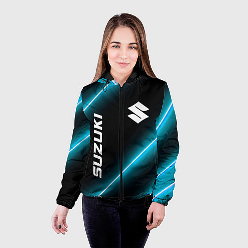 Женская куртка Suzuki неоновые лампы / 3D-Черный – фото 4