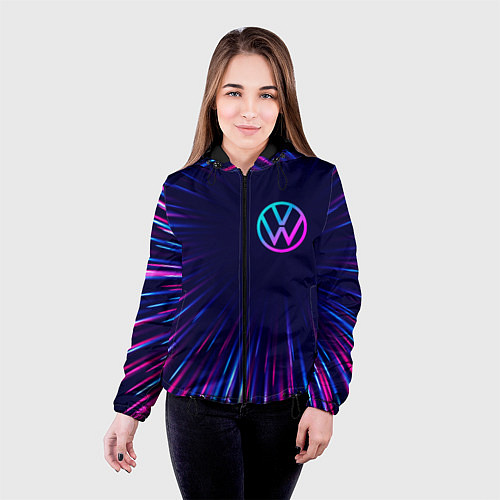 Женская куртка Volkswagen neon speed lines / 3D-Черный – фото 4
