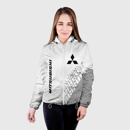 Женская куртка Mitsubishi speed на светлом фоне со следами шин: н / 3D-Белый – фото 4