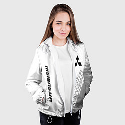 Куртка с капюшоном женская Mitsubishi speed на светлом фоне со следами шин: н, цвет: 3D-белый — фото 2