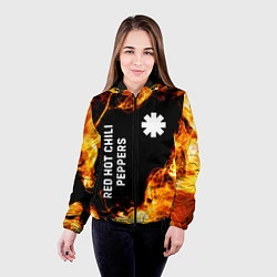 Куртка с капюшоном женская Red Hot Chili Peppers и пылающий огонь, цвет: 3D-черный — фото 2