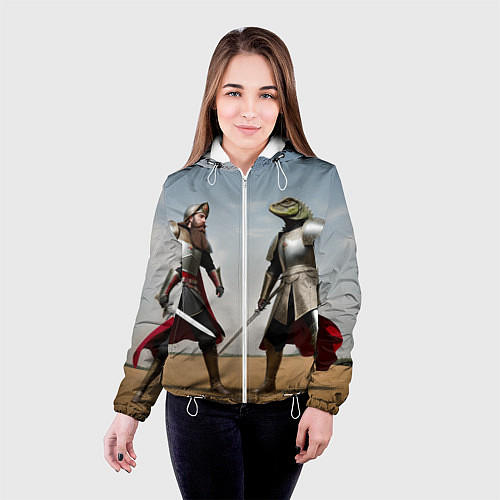 Женская куртка Древний Рус против Ящера / 3D-Белый – фото 4