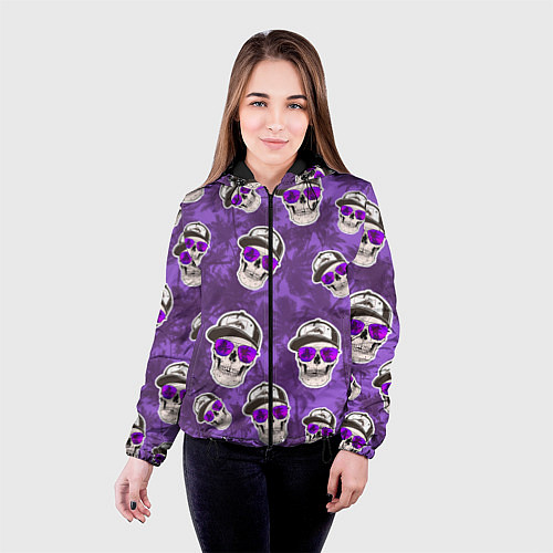 Женская куртка Черепа и пальмы / 3D-Черный – фото 4