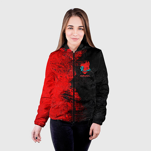 Женская куртка Cyberpunk 2077 game / 3D-Черный – фото 4