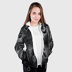 Куртка с капюшоном женская Черепа коней - эскиз, цвет: 3D-белый — фото 2