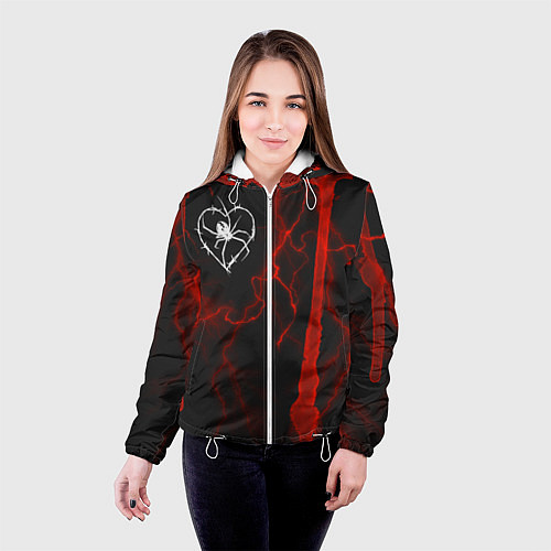 Женская куртка Гранж, разводы и паук / 3D-Белый – фото 4