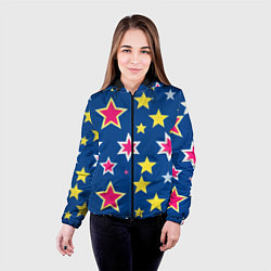 Куртка с капюшоном женская Звёзды разных цветов, цвет: 3D-черный — фото 2