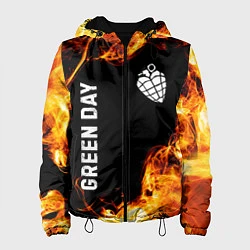 Куртка с капюшоном женская Green Day и пылающий огонь, цвет: 3D-черный