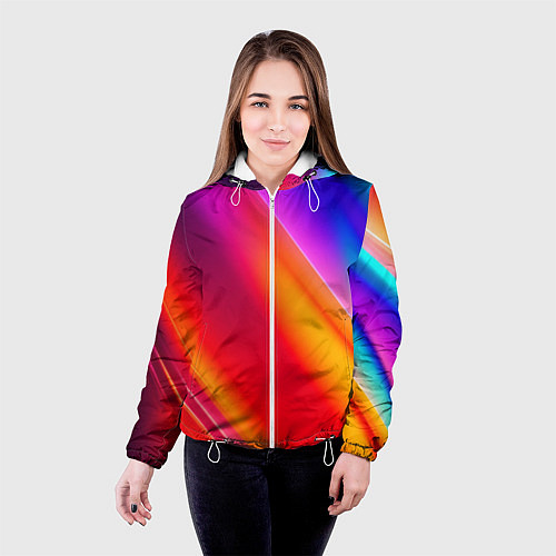 Женская куртка Неоновая радуга / 3D-Белый – фото 4