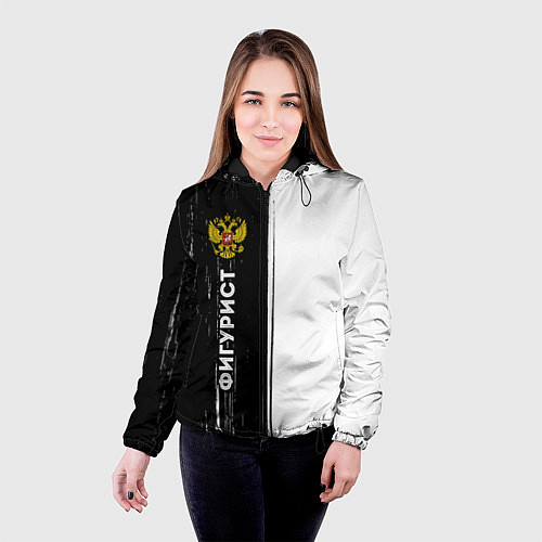 Женская куртка Фигурист из России и герб РФ: по-вертикали / 3D-Черный – фото 4