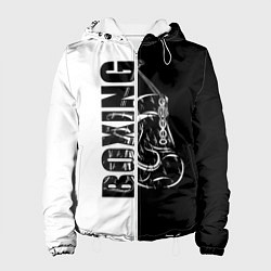 Куртка с капюшоном женская Boxing чёрно-белое, цвет: 3D-белый