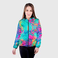Куртка с капюшоном женская Кислотный тай-дай: паттерн, цвет: 3D-черный — фото 2