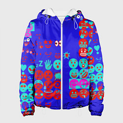 Куртка с капюшоном женская Смайлы из чата, цвет: 3D-белый