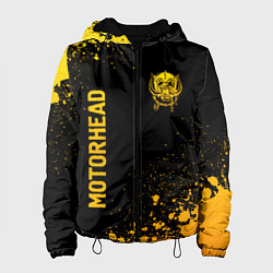 Куртка с капюшоном женская Motorhead - gold gradient: надпись, символ, цвет: 3D-черный